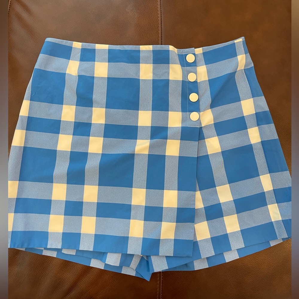 Tory Burch Sport Blue Plaid Tech Golf Skort - Large-